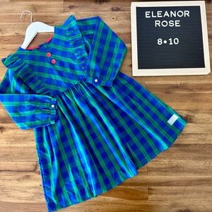 Eleanor Rose Christmas Card Plaid Evergreen Sherry Dress 8/10 Blue Green Red